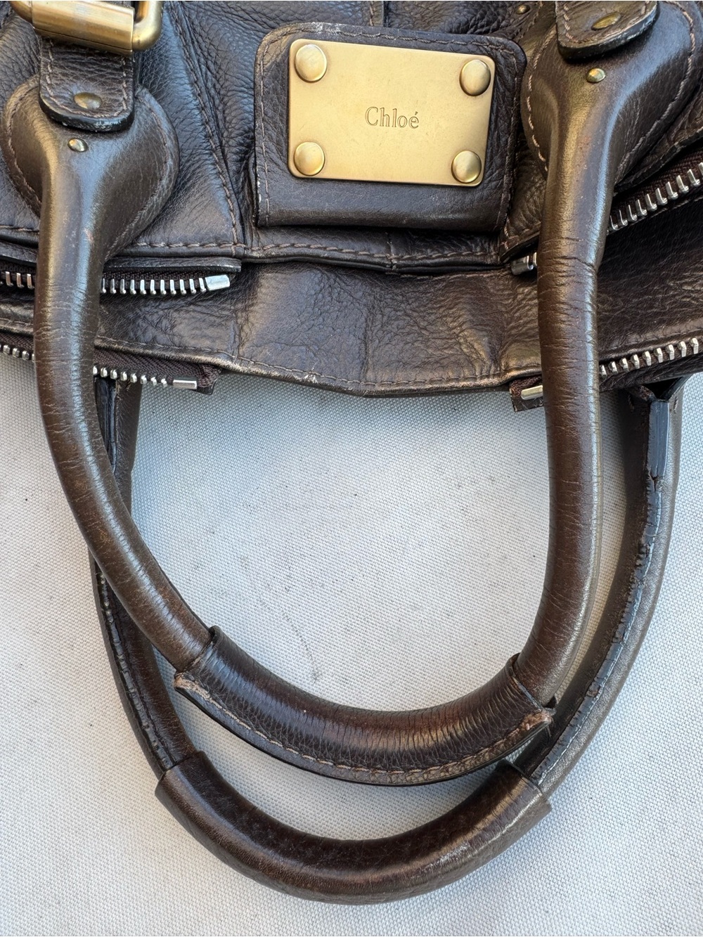 CHLOE Paddington Brown Leather Satchel Bag Vintage Large No Lock - Picture 12 of 16